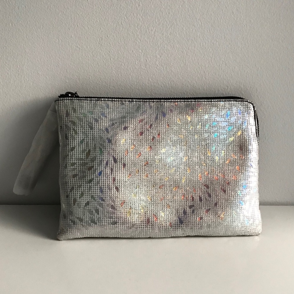 Sharif Disco Black Silver Glitter Genuine Leather Clutch Bag